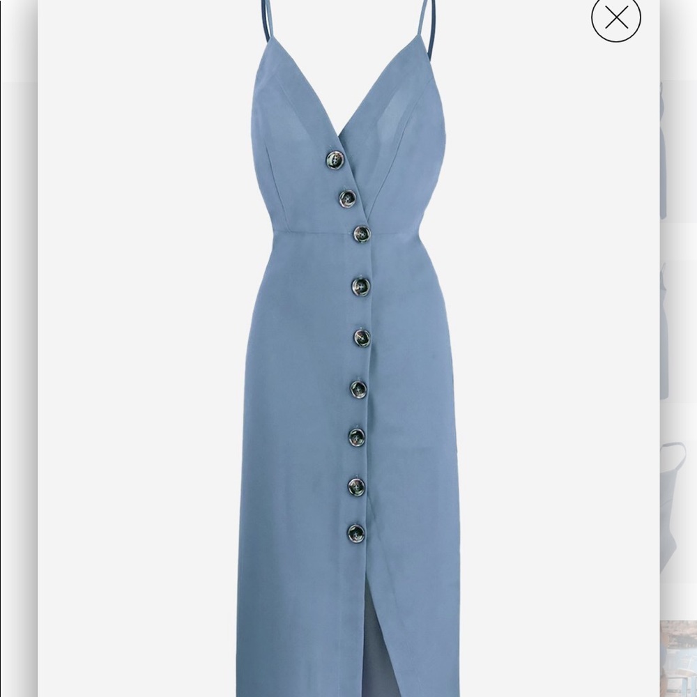 Midi length button down light blue dress